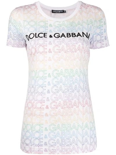 Dolce & Gabbana Sequined Logo T-shirt In White