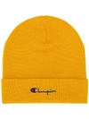Champion Embroidered Logo Beanie Hat In Yellow