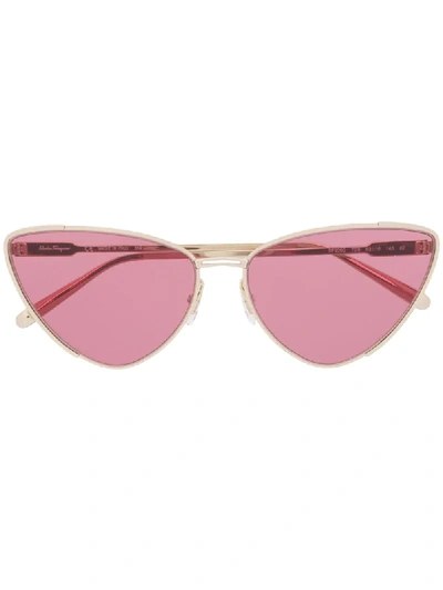 Ferragamo Cat-eye Frame Sunglasses In Gold
