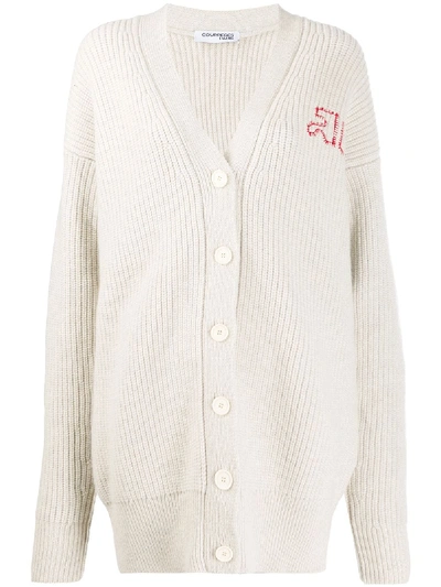 Courrèges Oversized Knit Cardigan In Neutrals