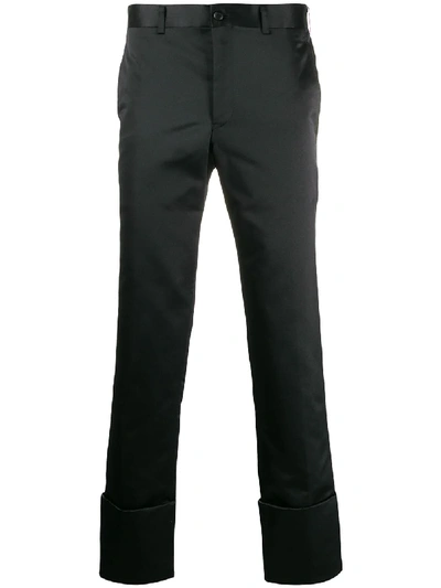 Comme Des Garçons Homme Deux Satin Turn-up Trousers In Black