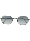 Ray Ban Octagonal Frame Sunglasses In Metallic