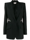 Alexander Mcqueen Lace Cut-out Blazer In Black