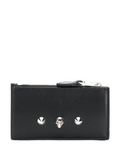 Alexander Mcqueen Skull And Studs Cardholder In Black