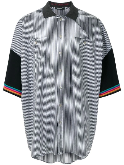 À La Garçonne Oversized Striped Shirt In Black