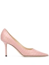 Jimmy Choo Love 85 Leather Decollete With Pink Crocodile Print