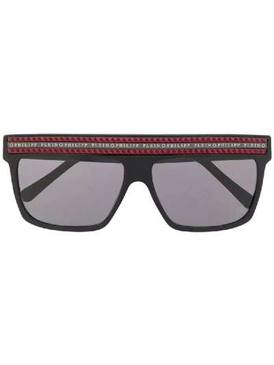 Philipp Plein Spike-stud Oversize Sunglasses In Black
