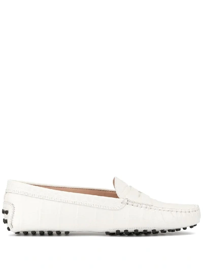 Tod's Loafers With Rubber Sole And Stitch Detailing In White