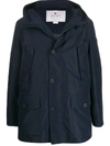 Woolrich Hooded Short Coat In Blue