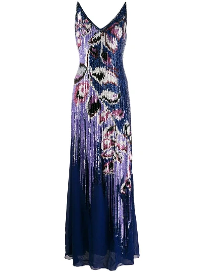 Pucci Heliconia Sequin Shadow Embellished Gown In Purple