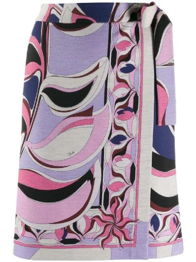 Emilio Pucci Printed Wrap Skirt In Blue