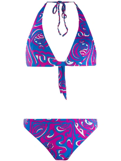 Emilio Pucci Printed Bikini Bottoms In Blue