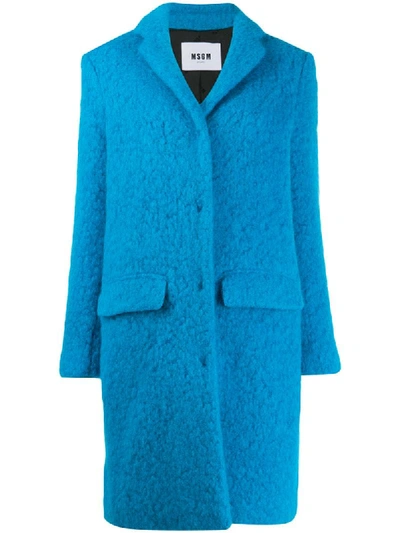 Msgm Oversized Teddy Coat In Blue