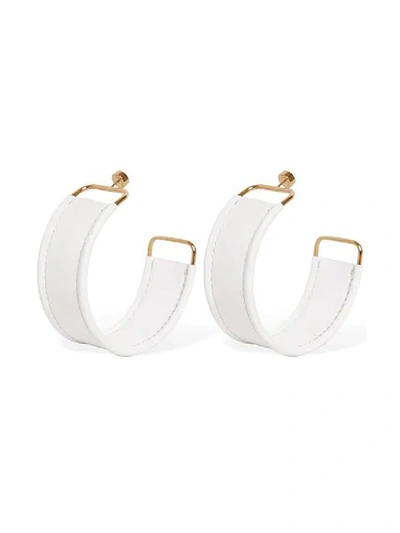 Jacquemus Les Fauteuils Big Hoop Leather Earrings In White