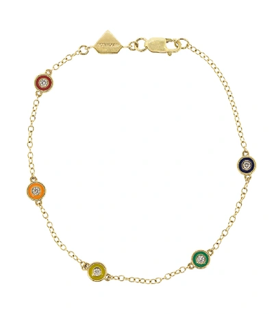 Alison Lou Rainbow Enamel And Diamond Bracelet In Ylwgold