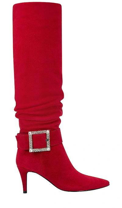 Marc Fisher X Elizabeth Sulcer Gresha Boot In Luxe Red Suede