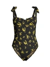 GANNI Recycled Fabric Floral One-Piece Swimsuit
