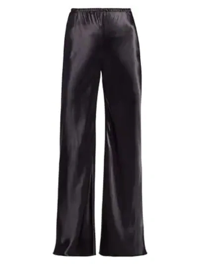 The Row Gala Satin Trousers In Petrol Navy