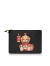 MOSCHINO ROMAN TEDDY BEAR FLAT CLUTCH W/WRISTLET,11155623