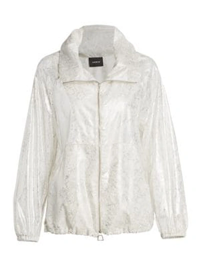 Akris Veronique Lurex Silk Foil Anorak Jacket In Silver