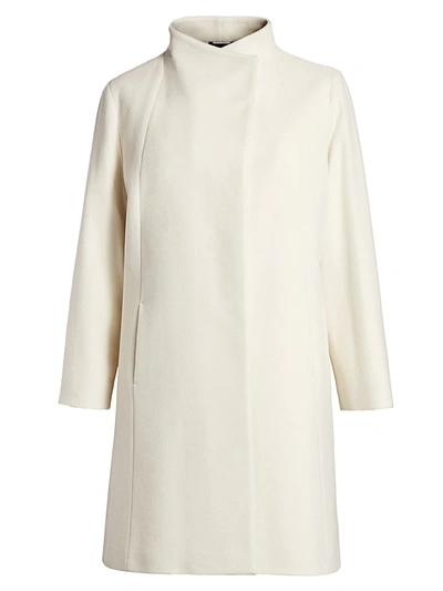 Cinzia Rocca, Plus Size Women's Virgin Wool & Cashmere Walking Coat In Cream