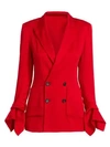 ROLAND MOURET Nobleman Stretch-Silk Ruffle-Cuff Blazer