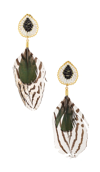 Mercedes Salazar Double Feather Dangle Earring – 白色 In White