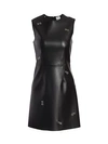 Burberry Coleta Grommet Embellished Faux Leather Minidress In Black