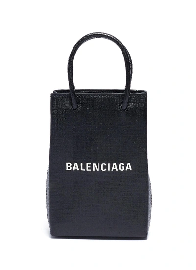 Balenciaga 'shopping Phone Holder' Crossbody Bag In Black