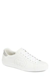 Gucci Men's New Ace Perforated Gg Leather Sneakers In White
