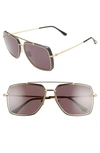 Tom Ford Lionel 60mm Navigator Sunglasses In Shiny Black/ Smoke