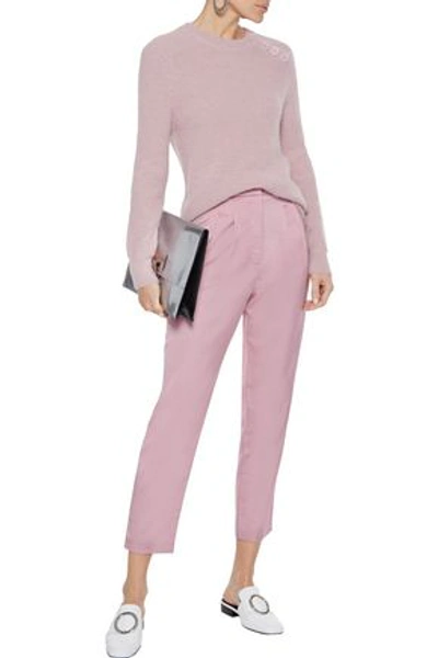 A.l.c Lennox Cropped Pleated Sateen Tapered Pants In Baby Pink