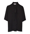 DICE KAYEK Tie Neck Short Sleeve Shirt in Black