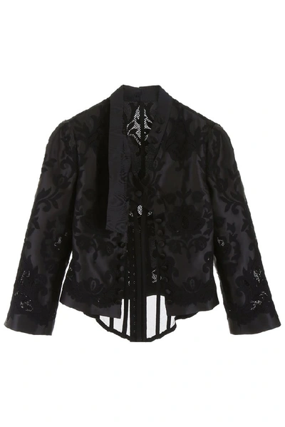 Dolce & Gabbana Embroidered Organza Jacket In Black