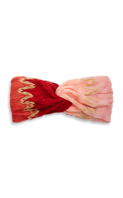 Missoni Metallic Crochet-knitted Headband In Red