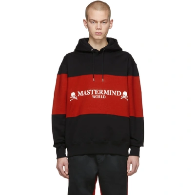 Mastermind Japan Mastermind World Black And Red Rugger Hoodie In 3blkred