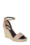 Valentino Rockstud Womens Leather Wedges Espadrilles In Poudre Leather