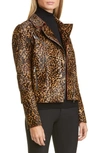 LAFAYETTE 148 BERNICE CHEETAH GENUINE CALF HAIR MOTO JACKET,MJBS9R-F069