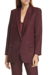 Nili Lotan Diane Wool-blend Twill Blazer In Burgundy