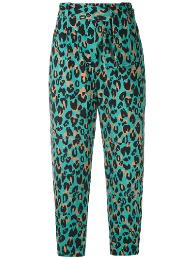Nk Geisa Animal Print Cropped Trousers In Green