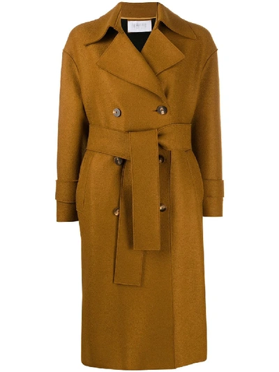 Harris Wharf London Double Breasted Coat In Brown