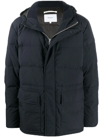 Norse Projects Willum Hooded Down Jacket In 蓝色