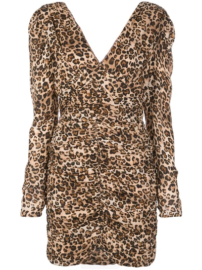 Nicholas Leopard-print Short Dress In Brown