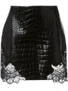 Versace Crocodile-effect Mini Skirt In Black