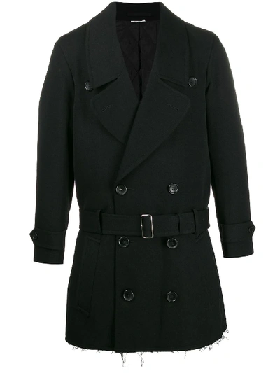 Comme Des Garçons Homme Deux Boxy Fit Belted Double-breasted Coat In Black