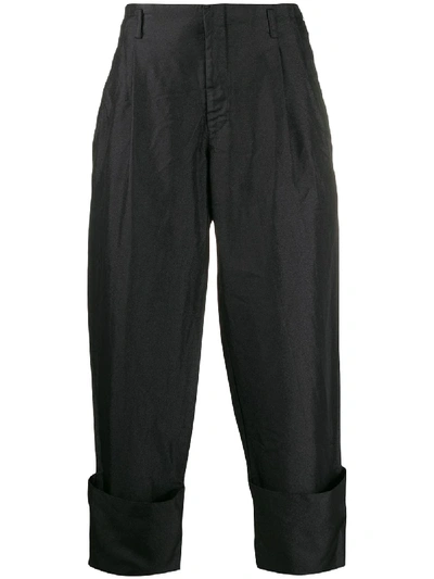 Comme Des Garçons Homme Deux Loose Fit Turn-up Trousers In Black