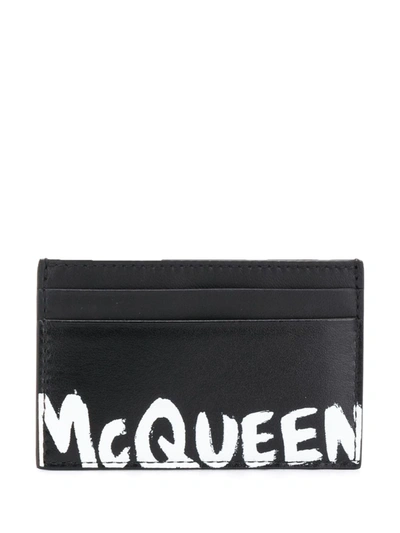 Alexander Mcqueen Logo Stamp Cardholder In Black