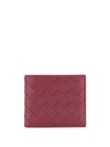 Bottega Veneta Intrecciato Weave Bifold Wallet In Red