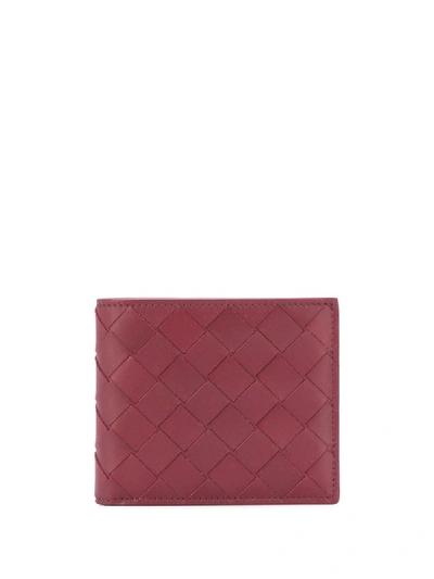 Bottega Veneta Intrecciato Weave Bifold Wallet In Red