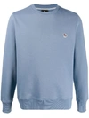 Ps By Paul Smith Zebra Patch Crew-neck Sweatshirt In Blue